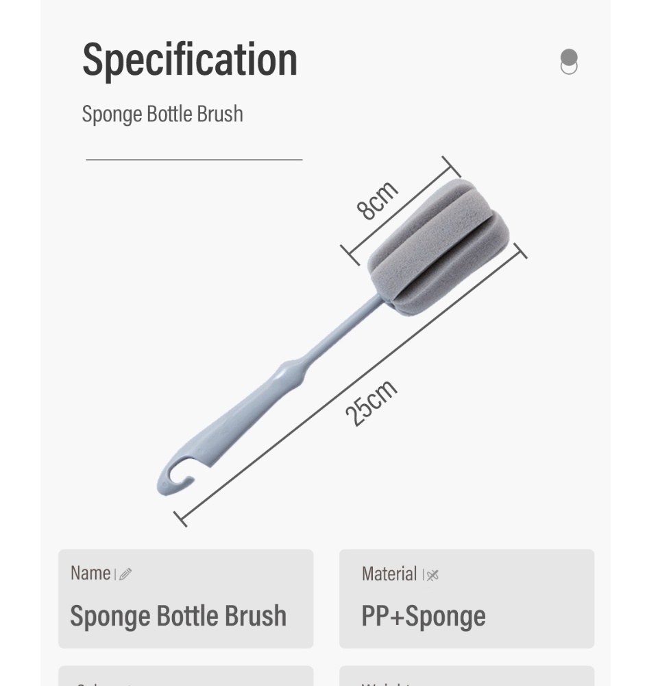 PP Short Handle Sponge Bottle Brush-9